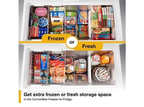 16 Cu. Ft. Convertible Chest Freezer with 3 Storage Levels