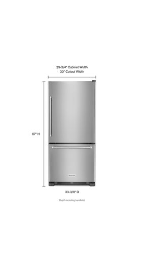 19 cu. ft. 30-Inch Width Full Depth Non Dispense Bottom Mount Refrigerator