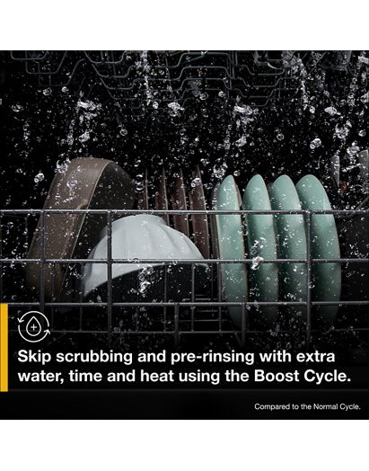 Eco Series Quiet Dishwasher with a washing 3rd Rack & Water Repellent Silverware Basket