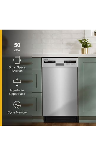 Small-Space Compact Dishwasher with Stainless Steel Tub.