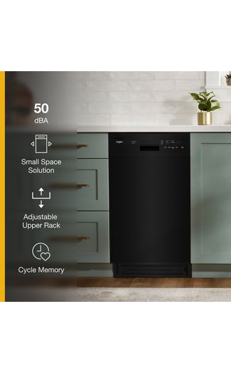 Small-Space Compact Dishwasher with Stainless Steel Tub.