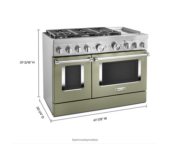 KitchenAid® 48'' Smart Commercial-Style Dual Fuel Range with Griddle