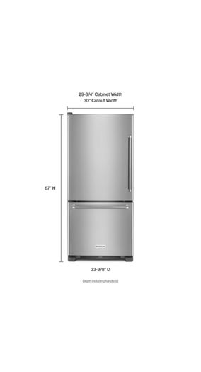 19 cu. ft. 30-Inch Width Full Depth Non Dispense Bottom Mount Refrigerator.
