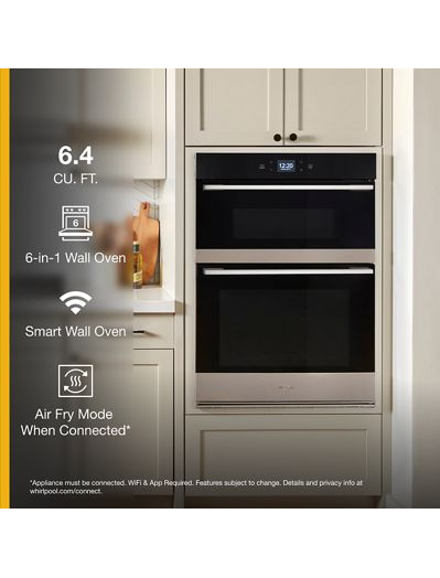 6.4 Total Cu. Ft. Combo Wall Oven with Air Fry When Connected.
