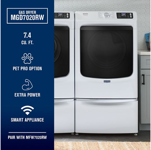 Smart Pet Pro Front Load Gas Dryer - 7.4 CU. FT.