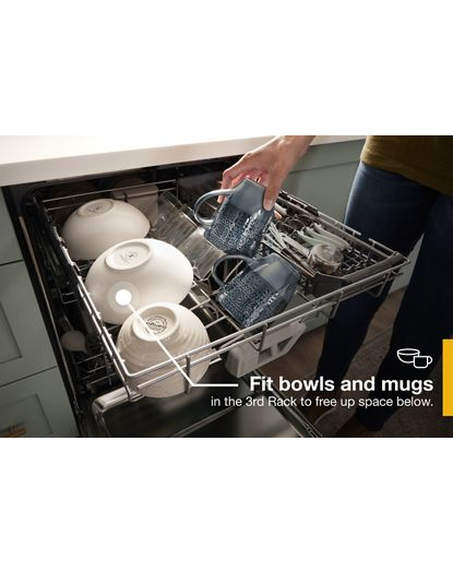 Pocket Handle Dishwasher with 3rd Rack & Large Capacity