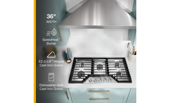 36-inch Gas Cooktop with EZ-2-Lift™ Hinged Cast-Iron Grates