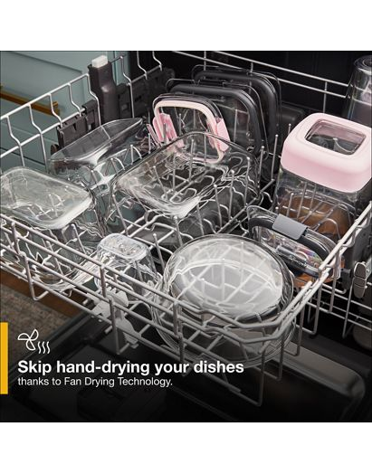 Eco Series Quiet Dishwasher with a washing 3rd Rack & Water Repellent Silverware Basket