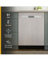 Quiet Dishwasher with 3rd Rack and Pocket Handle