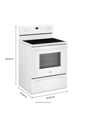 5.3 cu. ft. Whirlpool® electric range with Frozen Bake™ technology.