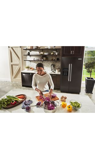 24.8 cu ft. Side-by-Side Refrigerator with Exterior Ice and Water and PrintShield™ Finish
