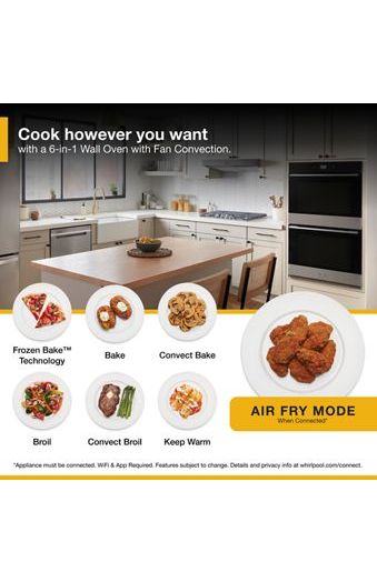 10.0 Total Cu. Ft. Double Wall Oven with Air Fry When Connected.