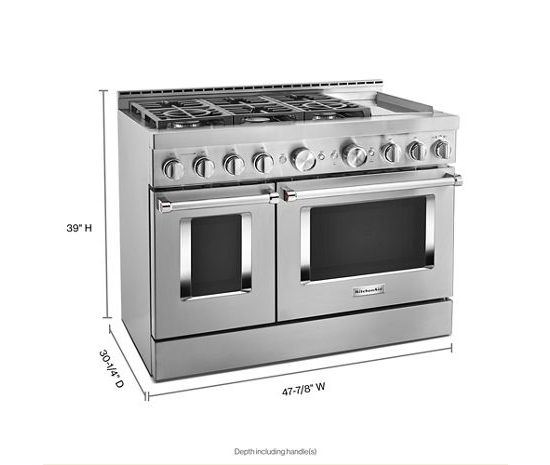  KitchenAid® 48'' Smart Commercial-Style Gas Range with Griddle