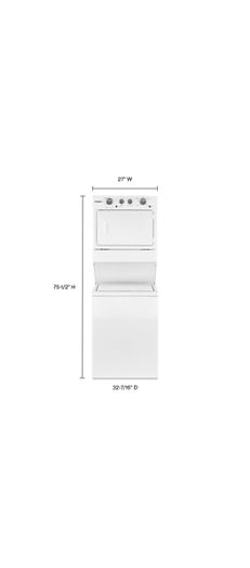 3.5 cu.ft Long Vent Gas Stacked Laundry Center 9 Wash cycles and Wrinkle Shield™