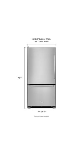 22 cu. ft. 33-Inch Width Full Depth Non Dispense Bottom Mount Refrigerator