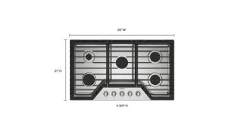 36-inch Gas Cooktop with Fifth Burner