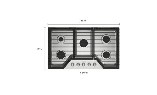 36-inch Gas Cooktop with Fifth Burner