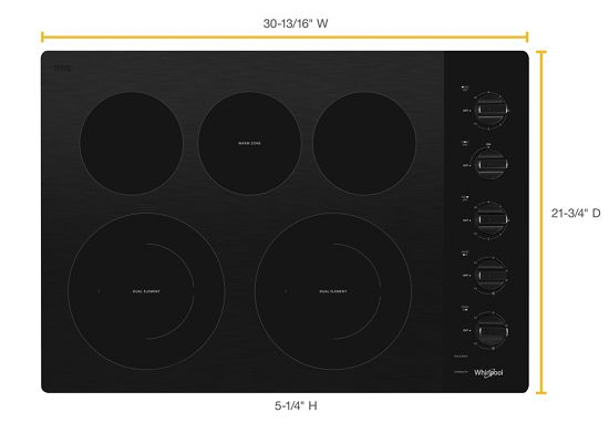 30-inch Electric Ceramic Glass Cooktop with Two Dual Radiant Elements