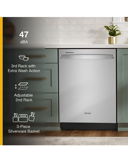 Fingerprint Resistant Dishwasher with 3rd Rack & Large Capacity