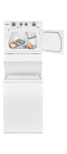 3.5 cu.ft Long Vent Electric Stacked Laundry Center 9 Wash cycles and AutoDry™