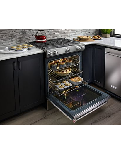 30-Inch 5 Burner Gas Convection Slide-In Range with Baking Drawer