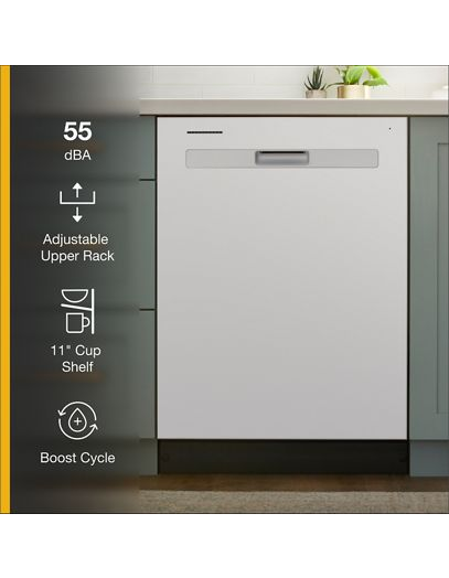 Quiet Dishwasher with Adjustable Upper Rack